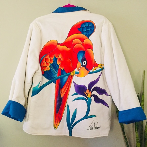 Vintage Julia Pinkham Painted Parrot Jacket & Bag - Picture 4 of 10